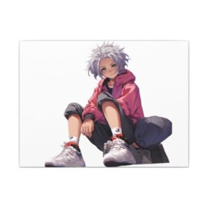 Matte Canvas Cute Anime Girl Wearing Trainers Short Hair Art
